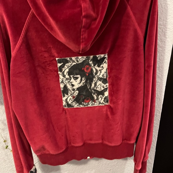 Red Hoodie with Artistic Patch - Picture 1 of 4